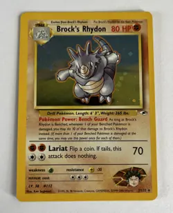 Pokemon TCG Brock's Rhydon 2/132 Gym Heroes Holo Rare Card Vintage - Image 1