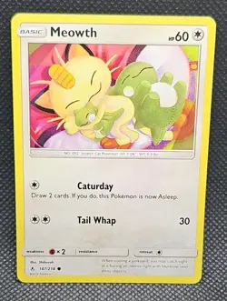 Pokemon TCG 2019 Sun & Moon Unbroken Bonds Card -- Meowth 147/214 - Image 1