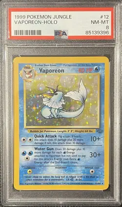 Pokemon PSA 8 Vaporeon 12/64 Jungle Holo - Image 1