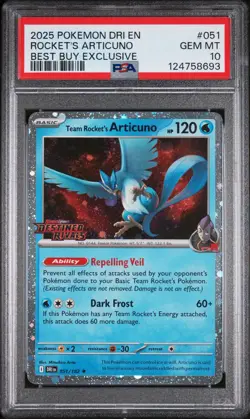 2025 POKEMON DRI EN-DESTINED RIVALS #051 TEAM ROCKET'S ARTICUNO PSA 10 - Image 1