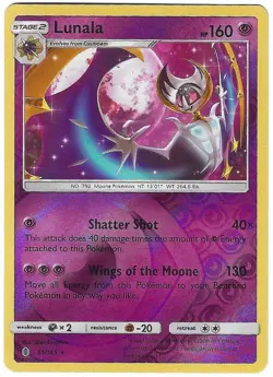 Lunala 61/145 Reverse Holo Rare Guardians Rising Near Mint - Image 1