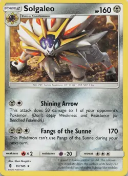 Solgaleo 87/145 Rare Guardians Rising Pokemon Near Mint - Image 1