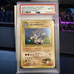 1998 Pokemon PSA 8 Brock's Rhydon Japanese Holo - Gym Heroes #112 - Image 1
