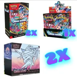 Chaos Rising Pokemon Center 2 ETBs & 1 Booster Box & 2 Booster Bundles Presale - Image 1