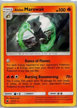 Alolan Marowak 12/111 Holo R Crimson Invasion Pokemon Reverse Holo Near Mint - Image 1