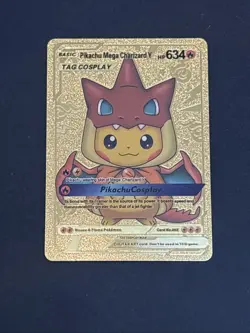 Pokemon Gold fan Art Pikachu Cosplay Mega Charizard Y HP 634 - Image 1