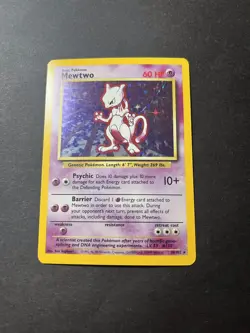 mewtwo base set 10/102 holo rare pokemon card - Image 1