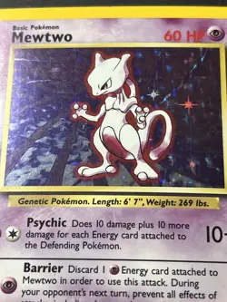 mewtwo base set 10/102 holo rare pokemon card - Image 2