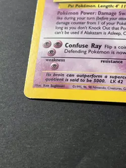 alakazam base set holo rare 1/102 pokemon card - Image 4