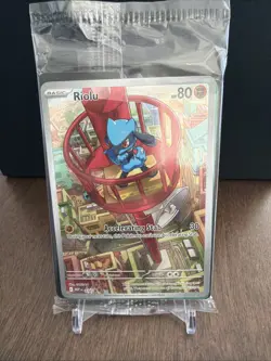 SEALED Pokemon TCG Riolu Black Star Promo #010 Full Art Holo Illustration Card - Image 1