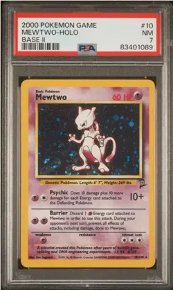 Psa Graded Pokemon Lot 3 Cards Shadowless Mewtwo, Base Set 2 Mewtwo, Hypno Holo - Image 2