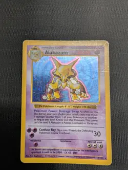 Alakazam Shadowless Pokemon Card 1/102 Base Set Holo Rare Trading Card - Image 1