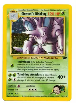 Pokemon Card: Giovanni's Nidoking HOLO SWIRL 7/132 Gym Challenge Rare! EX/NM - Image 1