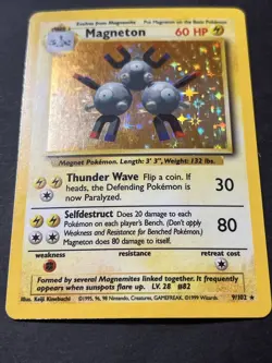 magneton base set 9/102 holo rare pokemon card - Image 1