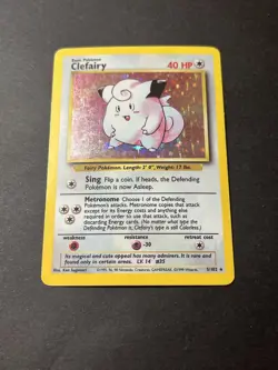 clefairy 5/102 base set holo rare pokemon card - Image 1