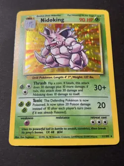 nidoking base set 11/102 holo rare pokemon card - Image 1