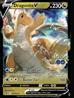 Dragonite V SWSH235 Pokemon GO Promo Black Star Holo English 230 NM Card - Image 1
