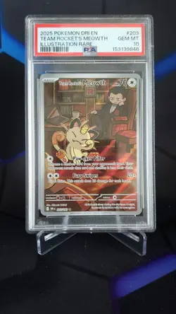 POKEMON PSA 10 2025 SV Destined Rivals Team Rocket's Meowth 203/182 IR - Image 1