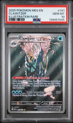 2025 POKEMON MEG EN-MEGA EVOLUTION #141 - CLAWITZER 141/132 - PSA 10 - Image 1