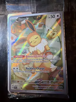 SEALED Pokemon Prismatic Evolutions Eevee SVP 173 Black Star Promo & Sleeves - Image 1
