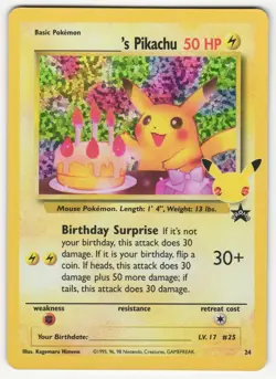 Pokemon Celebrations Classic Collection Birthday Pikachu 24/53 Stamped Holo NM - Image 1