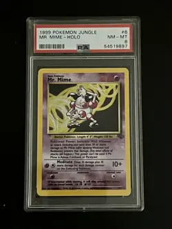 PSA 8 Mr Mime Holo Jungle Unlimited 6/64 Pokemon 1999 Vintage WOTC NM-Mint - Image 1