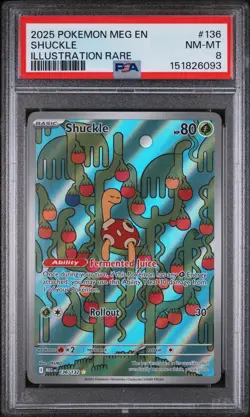 PSA 8 Near Mint Shuckle Illustration Rare #136 Pokemon Mega Evolution 2025 - Image 1