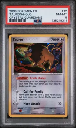 PSA 8 Pokemon TCG 2006 EX Crystal Guardians #12/100 Tauros Holo - Image 1
