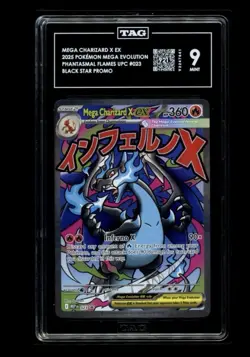 Pokemon TCG Mega Charizard X EX #023 UPC Black Star Promo Holo TAG 9 Mint - Image 1