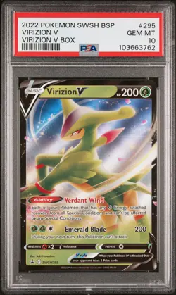 2022 POKEMON SWSH BLACK STAR PROMO #295 VIRIZION V PSA 10 POP 30 - Image 1