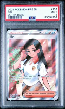 PSA 9 MINT Eri Prismatic Evolutions Ultra Rare Holo 2025 Pokemon 136/131 - Image 1