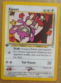 Aipom 41/64 1st Edition Common Non-Holo Neo Revelation Pokemon Card LP - Image 1