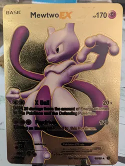 Mewtwo EX Gold Foil Fan Art Pokemon Card 98/99 🔥 HP 170 - Image 1