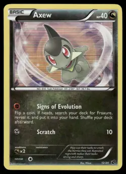 Pokemon Cards Axew 12/20 Holo Dragon Vault Holo Rare NM - Image 1