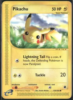 Pikachu 124/165 Expedition Base Set Pokemon English Card (HP) - Image 1