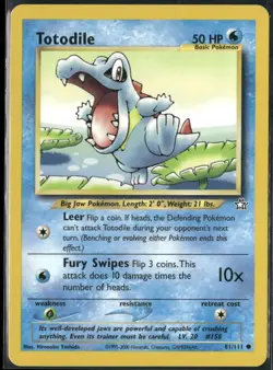 Totodile 81/111 Neo Genesis Pokemon English Card (MP) - Image 1