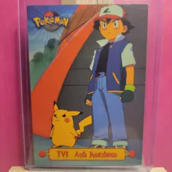 1999 Topps Pokemon TV Animation Edition Series 1 #TV1 Ash Ketchum Rare Blue Logo - Image 1