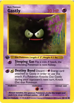 Pokemon TCG Gastly Shadowless 1st Edition Base Set Common 50/102 LP - Image 1