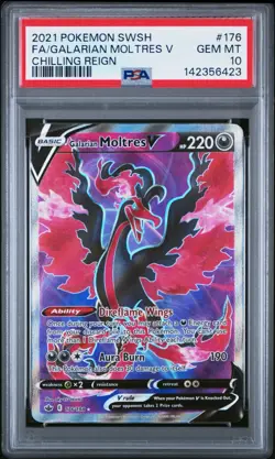 Pokemon Galarian Moltres V (Full Art) 176/198 Swsh06: Chilling Reign PSA 10 - Image 1