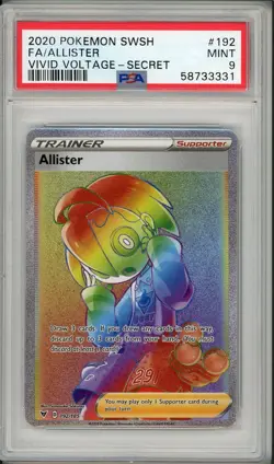 2020 Pokemon SWSH Vivid Voltage Allister Full Art Secret #192 PSA 9 - Image 1