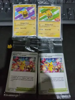 Pokemon Card Pikachu Berkemeja Batik Indonesia Xatu Fanfare Perayaan Promo Set - Image 1