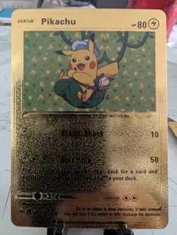 Pokemon Gold Foil Card Pikachu HP80 074/073 - Image 1