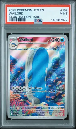 2025 POKEMON JTG EN-JOURNEY TOGETHER ILLUSTRATION RARE #162 WAILORD PSA 9 - Image 1