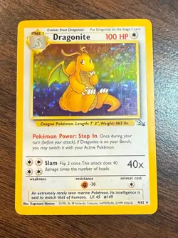 DRAGONITE 4/62 HOLOFOIL RARE FOSSIL (FO) 1999 POKEMON NM - Image 1