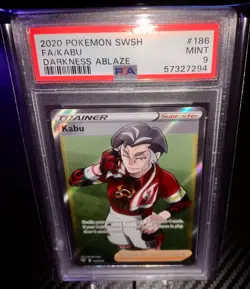 🔴 2020 Pokemon SWSH Darkness Ablaze Full Art Kabu Holo #186 PSA 9 🔴 - Image 1