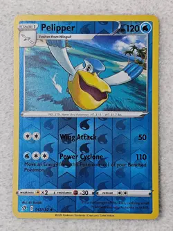 PELIPPER REBEL CLASH SET REVERSE-HOLO FOIL POKEMON CARD 042/192 NM/M - Image 2