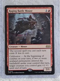 MTG Raging Battle Mouse Wilds of Eldraine #143 Magic Gathering Card Rare NM - Image 4