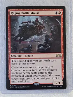 MTG Raging Battle Mouse Wilds of Eldraine #143 Magic Gathering Card Rare NM - Image 5