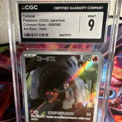 Torkoal CGC 9 Art Rare Holo 069/066 Crimson Haze Japanese Pokemon - Image 1