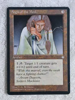 MTG Aegis of the Meek - Ice Age (ICE) 1995 Magic the Gathering Card Rare LP - Image 1